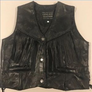 Italian Stone Design leather fringe women's vest